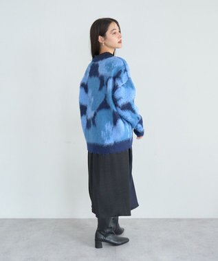 YECCA VECCA フラワー柄シャギーニット Blue