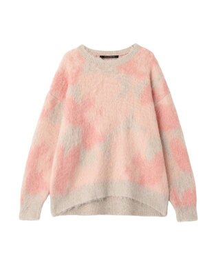YECCA VECCA フラワー柄シャギーニット Pink