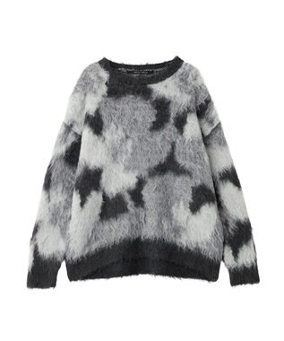 YECCA VECCA フラワー柄シャギーニット Charcoal Gray