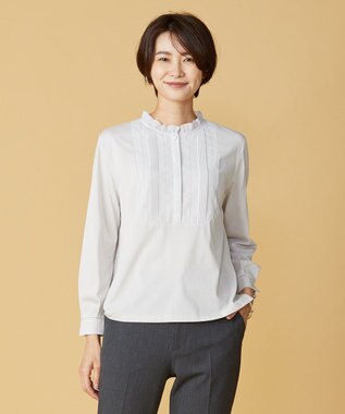  【吸水速乾】プレーティングジャージー フリル衿 カットソー