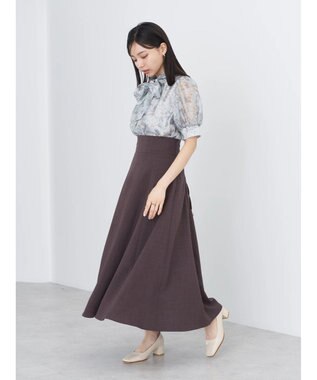 earth music&ecology フラワー柄シアーパフブラウス Light Gray