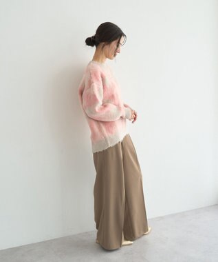 YECCA VECCA フラワー柄シャギーニット Pink