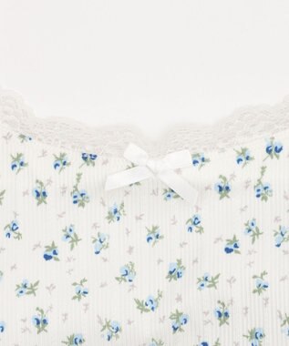 WEGO 【カップ付きインナー】花柄レースカップインキャミ ブルー