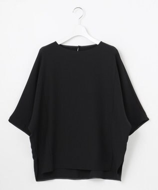 23区 【吸水速乾/UVカット/接触冷感】ストレッチジョーゼット ドルマン カットソー ブラック系