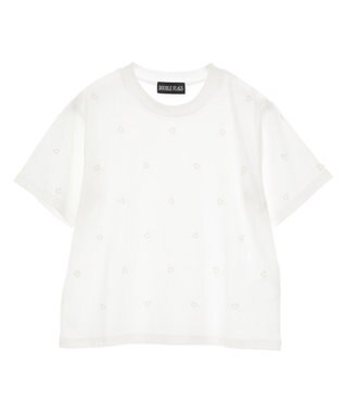 Green Parks ・ＤＯＵＢＬＥ　ＦＬＡＧＳ　ハート総柄刺繍ＴＥＥ Off White