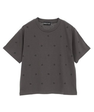 Green Parks ・ＤＯＵＢＬＥ　ＦＬＡＧＳ　ハート総柄刺繍ＴＥＥ Charcoal Gray