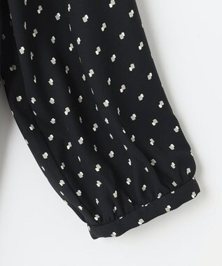 自由区 【セット可/洗える】ダブルスクエアプリント バンドカラーブラウス ネイビー系5