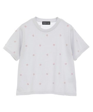Green Parks ・ＤＯＵＢＬＥ　ＦＬＡＧＳ　ハート総柄刺繍ＴＥＥ Light Gray