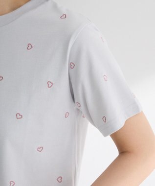 Green Parks ・ＤＯＵＢＬＥ　ＦＬＡＧＳ　ハート総柄刺繍ＴＥＥ Light Gray