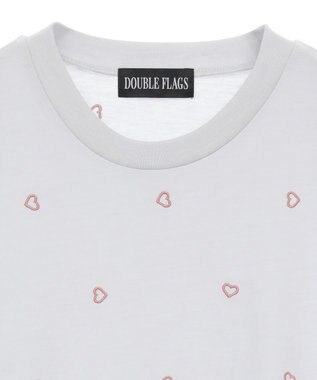 Green Parks ・ＤＯＵＢＬＥ　ＦＬＡＧＳ　ハート総柄刺繍ＴＥＥ Light Gray