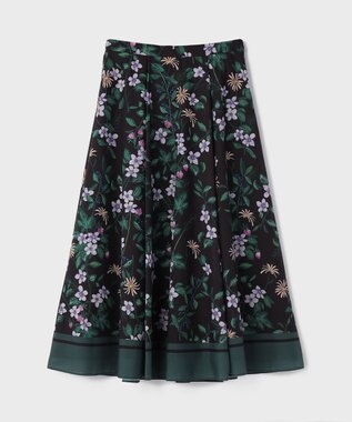 GRACE CONTINENTAL プリントタックフレアスカート ブラック