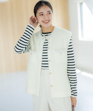 組曲 コットンバスクロング Tシャツ アイボリー系1