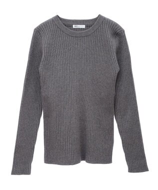 CRAFT STANDARD BOUTIQUE 洗える/とてもちクルーネックリブニットプルオーバー Charcoal Gray