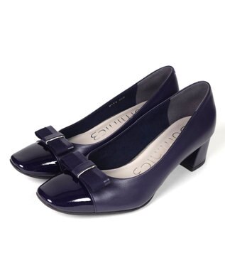 Dominic3 グログランリボン スクエアトゥパンプス ブラック