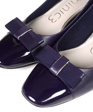 Dominic3 グログランリボン スクエアトゥパンプス ブラック