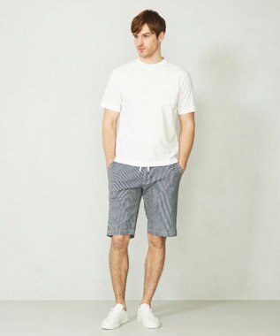 JOSEPH ABBOUD MOUNTAIN 【SPACE／UNISEX】ストライプイージーショートパンツ ネイビー系1