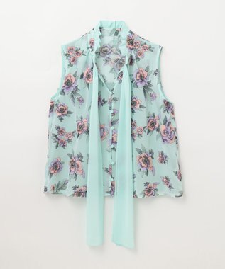 GRACE CONTINENTAL エスニックフラワー刺繍トップ ライトグリーン