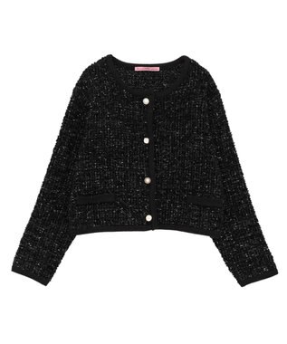 Maison de FLEUR ツイードニットカーディガン Black