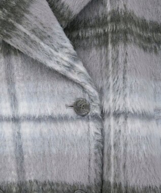 earth music&ecology チェックシャギーコート Check Gray