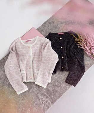 Maison de FLEUR ツイードニットカーディガン Pink