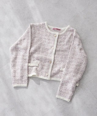 Maison de FLEUR ツイードニットカーディガン Pink
