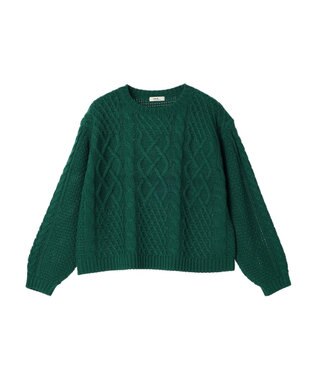 earth music&ecology ウォッシャブルケーブルプルオーバー Green