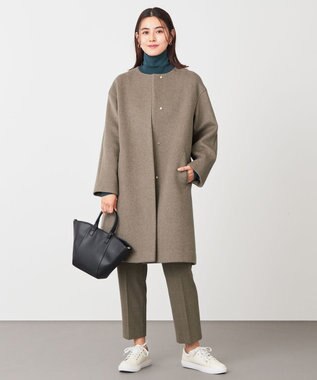 ANY 【ウエストゴム/ストレッチ/裏起毛】シークレットウォーム　テーパードパンツ ブラウングレンチェック