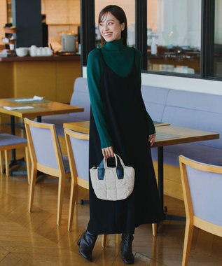 Tiaclasse L 【新色追加・洗える】リブタートルニット グリーン