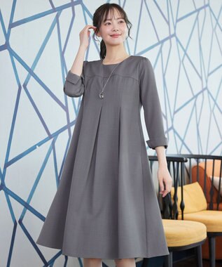 Tiaclasse L ボックスタックAラインワンピース グレー