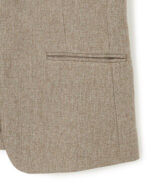 23区 【洗える】ウールライクカルゼ ノーカラー ジャケット ブラウン系