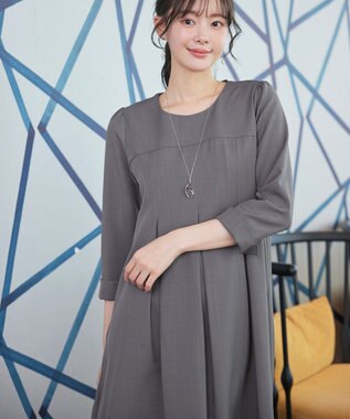 Tiaclasse L ボックスタックAラインワンピース グレー