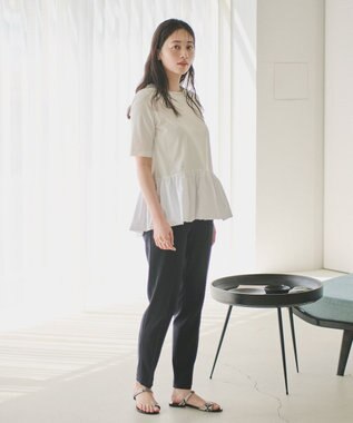 #Newans 【撥水・吸水速乾】コンビネーションペプラムチュニックカットソー ホワイト系