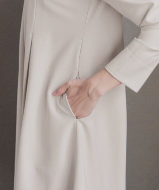 Tiaclasse L ボックスタックAラインワンピース ベージュ