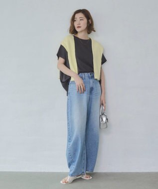 WEGO ワイドカーブデニムパンツ デニム淡加工色