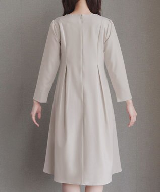 Tiaclasse L ボックスタックAラインワンピース ベージュ