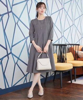 Tiaclasse L ボックスタックAラインワンピース グレー