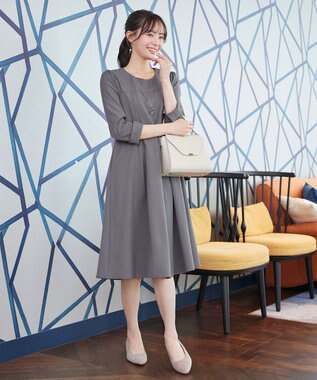 Tiaclasse L ボックスタックAラインワンピース グレー