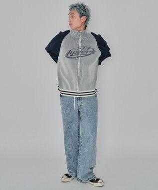 WEGO 【ユニセックス着用ITEM/MLサイズ展開】ラグラングラフィックニットブルゾン オフホワイト