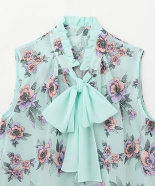 GRACE CONTINENTAL エスニックフラワー刺繍トップ ライトグリーン