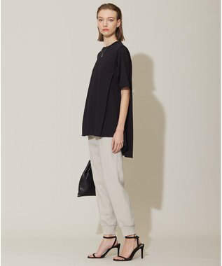 ICB L 【接触冷感・UVケア・洗える】コンフォートプレーティング デザインカットソー ブラック系