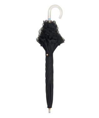 MOONBAT 【ランバン オン ブルー（LANVIN en Bleu）】晴雨兼用日傘　ビジュー付きオーガンジーフリル ブラック