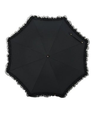 MOONBAT 【ランバン オン ブルー（LANVIN en Bleu）】晴雨兼用日傘　ビジュー付きオーガンジーフリル ブラック