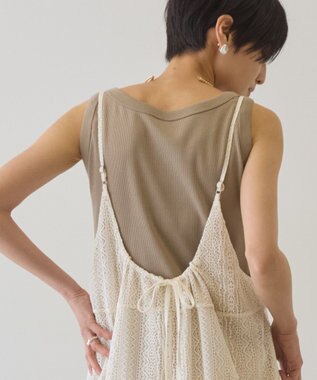 AMERICAN HOLIC テレコタンクトップ Gray Beige