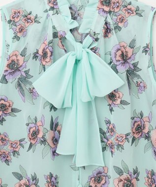 GRACE CONTINENTAL エスニックフラワー刺繍トップ ライトグリーン