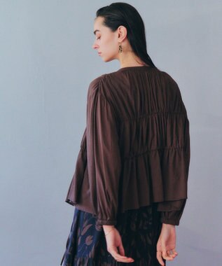 YECCA VECCA リボンデザインシアーブラウス Brown
