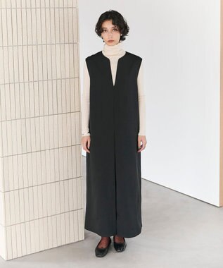 #Newans 【洗濯機可】キーネックジャンパースカート ブラック