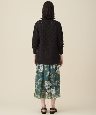 自由区 ジオメトリックモチーフ カーディガン ダークブラウン