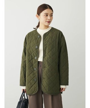 Green Parks キルティングノーカラーブルゾン Khaki