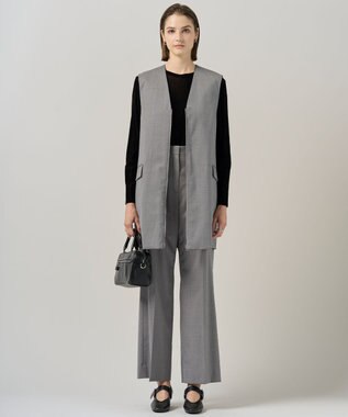 ICB 【洗える】T/Wブロード ワイドストレートパンツ ライトグレー系