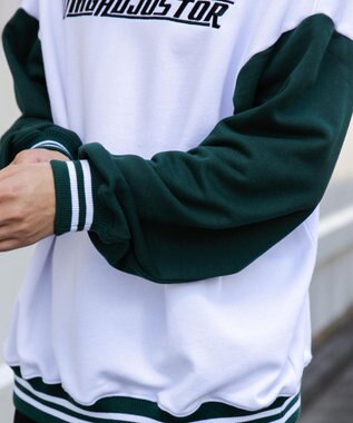 WEGO ヘビーウエイト刺繍バイカラープルオーバー ホワイト